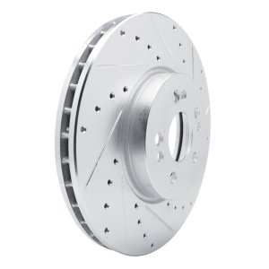Mercedes-Benz GLE350 Brake Rotor (1) - Front Right - R1 Concepts - Drilled & Slotted - Silver - `20-`23